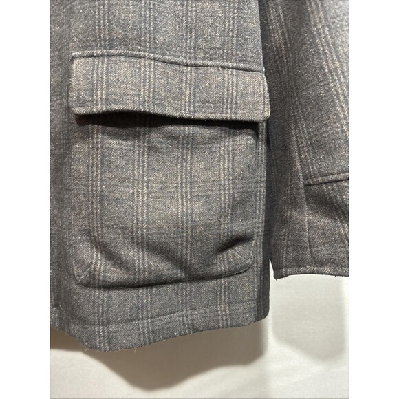 ENZO Tovare Italy Wool Zip/button Front Car Coat Brown Check Lined - Picture 7 of 13